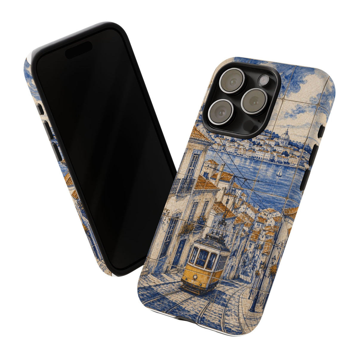 Lisbon Phone Case, Azulejo-Look Travel Art, Tough Protective Case, Matte or Glossy