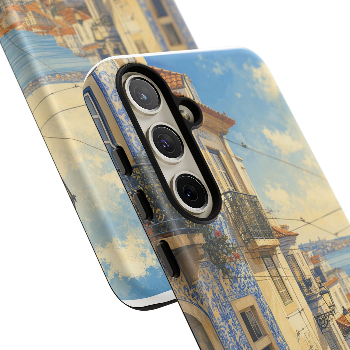 Lisbon Phone Case, Tram Street Travel Art, Tough Protective Case, Matte or Glossy