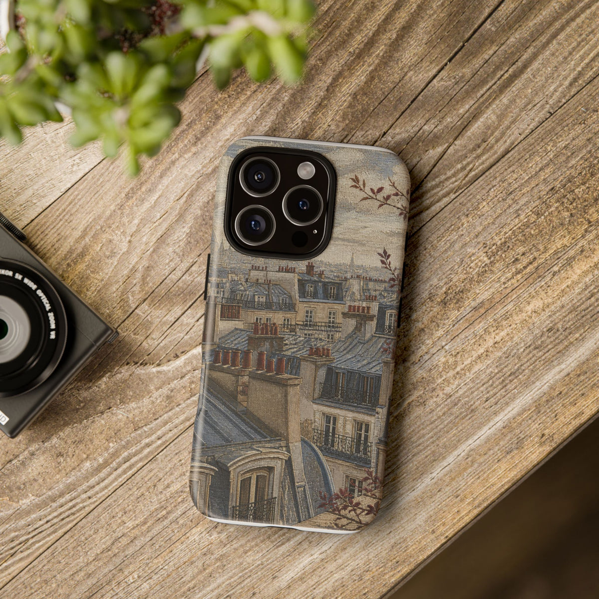 Paris Phone Case, Jacquard-Look Travel Art, Tough Protective Case, Matte or Glossy