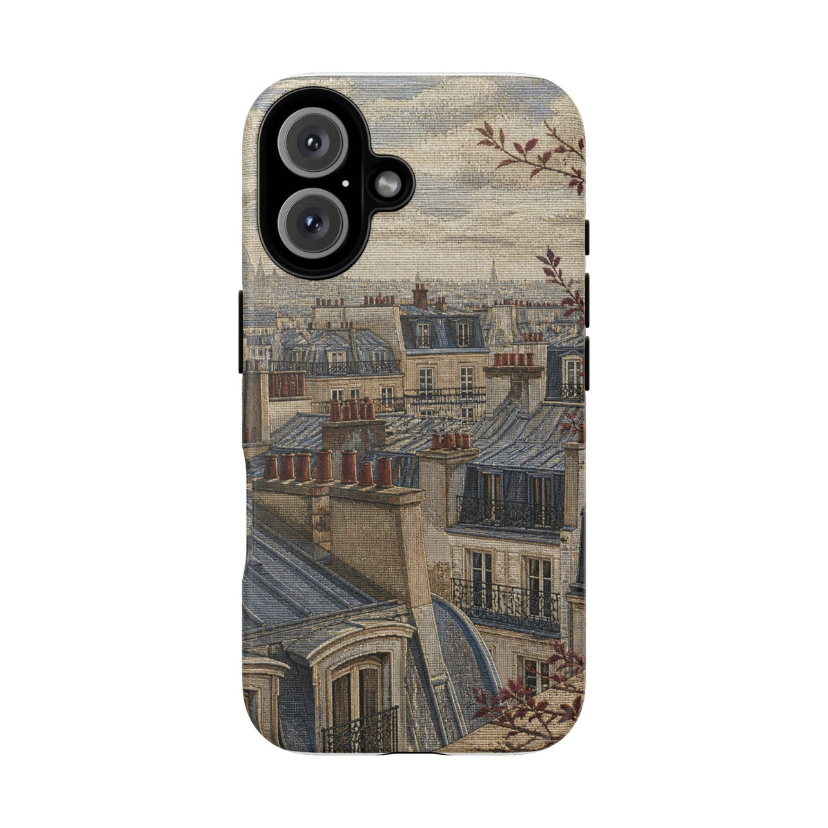 Paris Phone Case, Jacquard-Look Travel Art, Tough Protective Case, Matte or Glossy