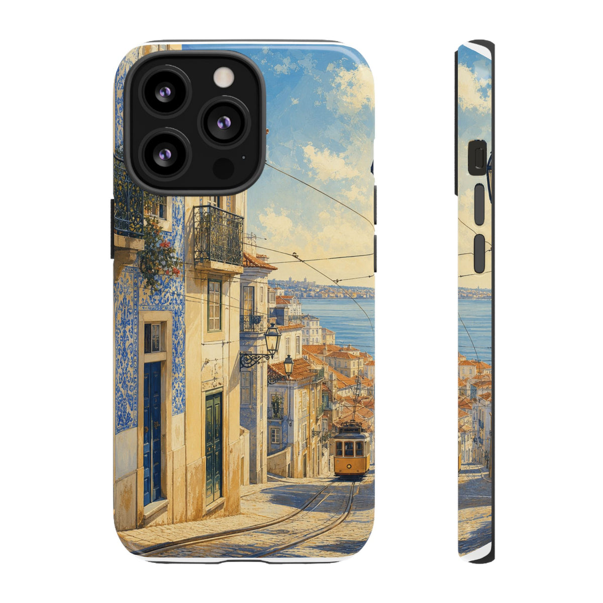 Lisbon Phone Case, Tram Street Travel Art, Tough Protective Case, Matte or Glossy
