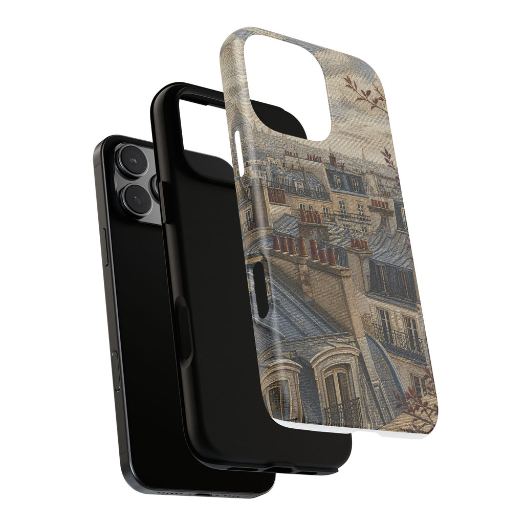 Paris Phone Case, Jacquard-Look Travel Art, Tough Protective Case, Matte or Glossy