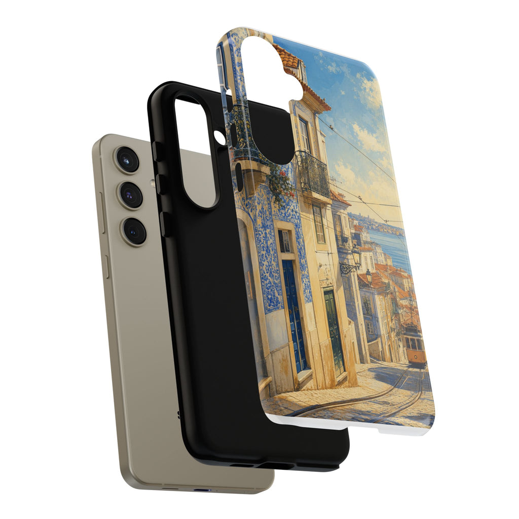 Lisbon Phone Case, Tram Street Travel Art, Tough Protective Case, Matte or Glossy