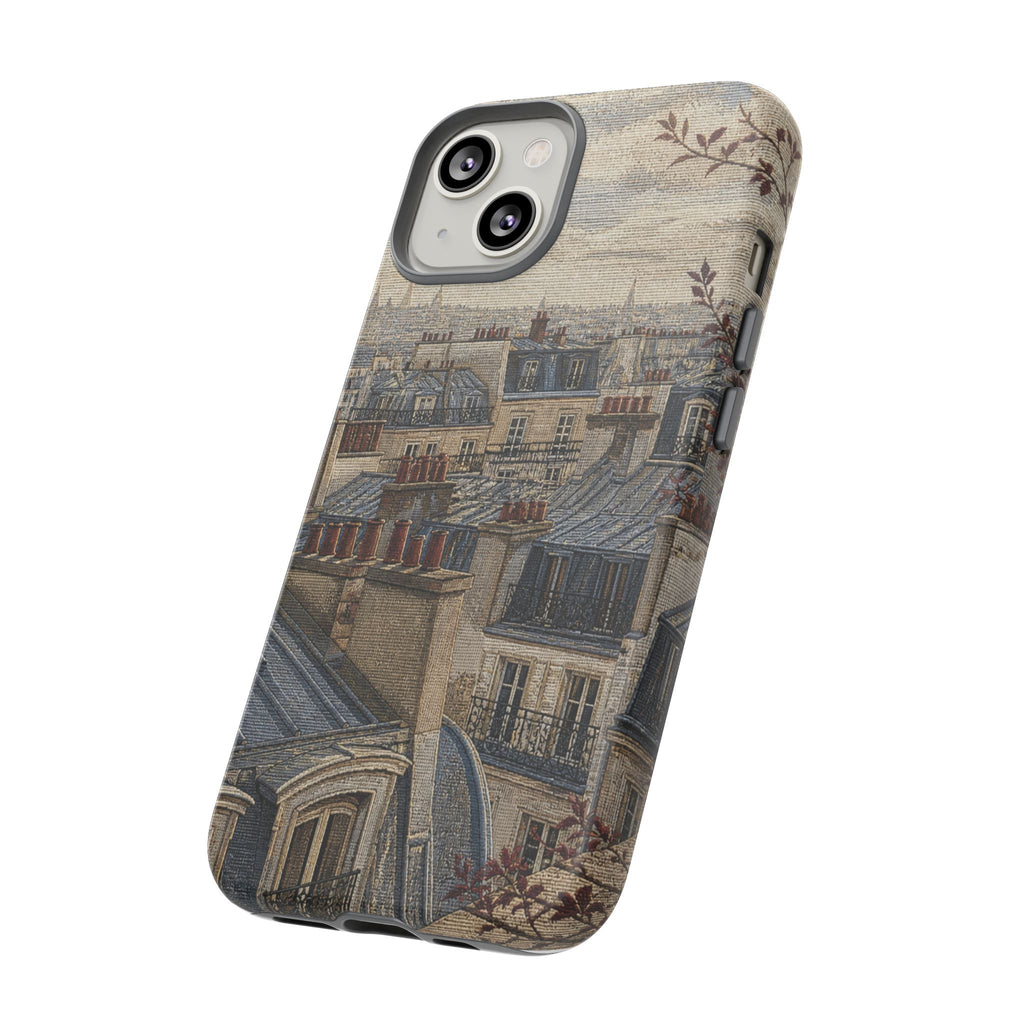 Paris Phone Case, Jacquard-Look Travel Art, Tough Protective Case, Matte or Glossy