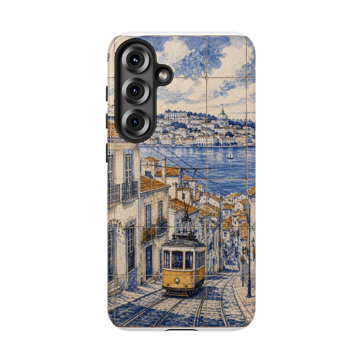 Lisbon Phone Case, Azulejo-Look Travel Art, Tough Protective Case, Matte or Glossy