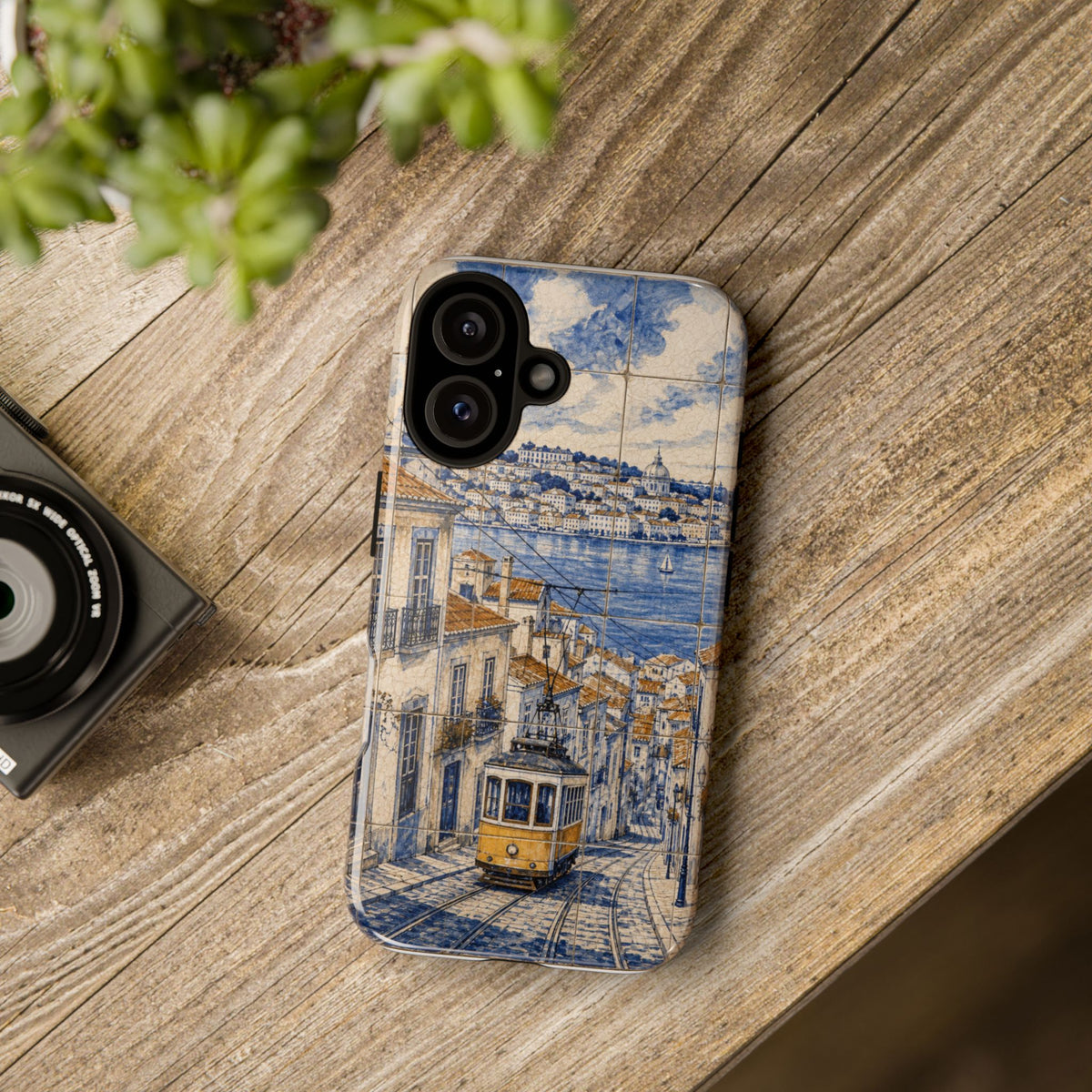 Lisbon Phone Case, Azulejo-Look Travel Art, Tough Protective Case, Matte or Glossy