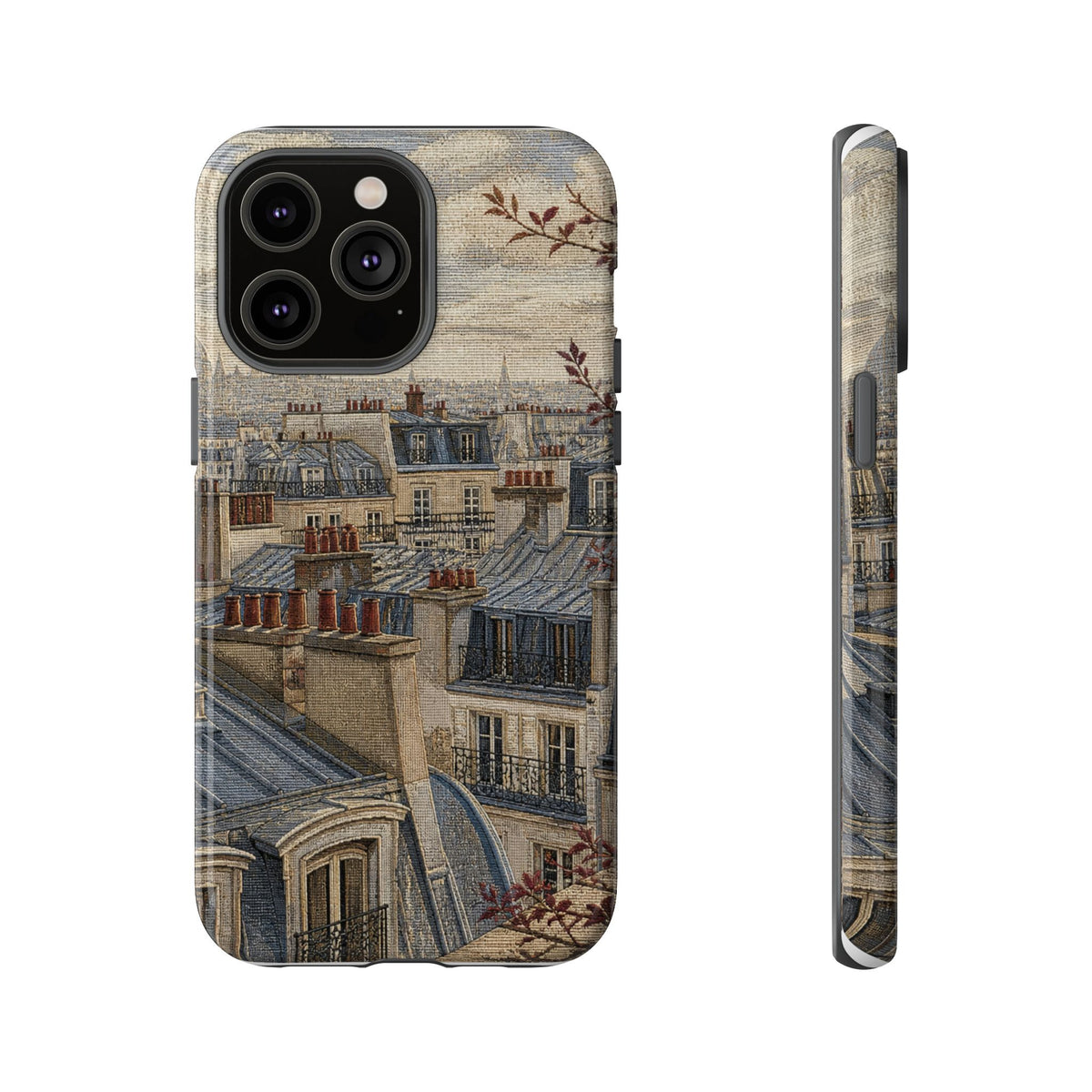 Paris Phone Case, Jacquard-Look Travel Art, Tough Protective Case, Matte or Glossy