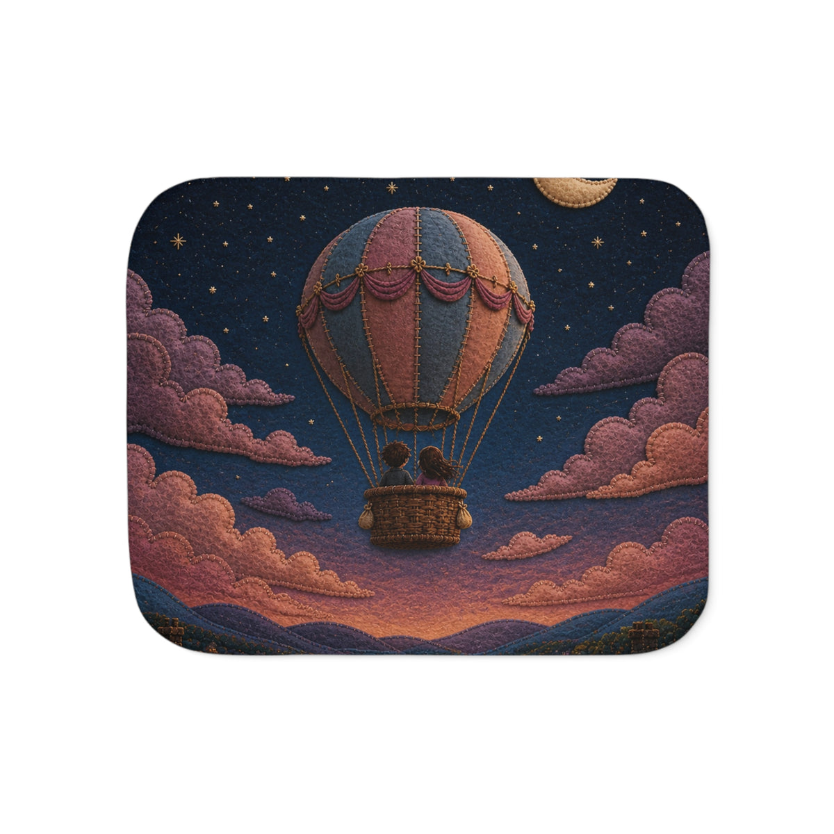 Hot Air Balloon Blanket, Balloon to the Moon Sherpa Throw, Moon Nursery Decor, Kids Toddler Blanket, Baby Shower Gift, Storybook Nursery