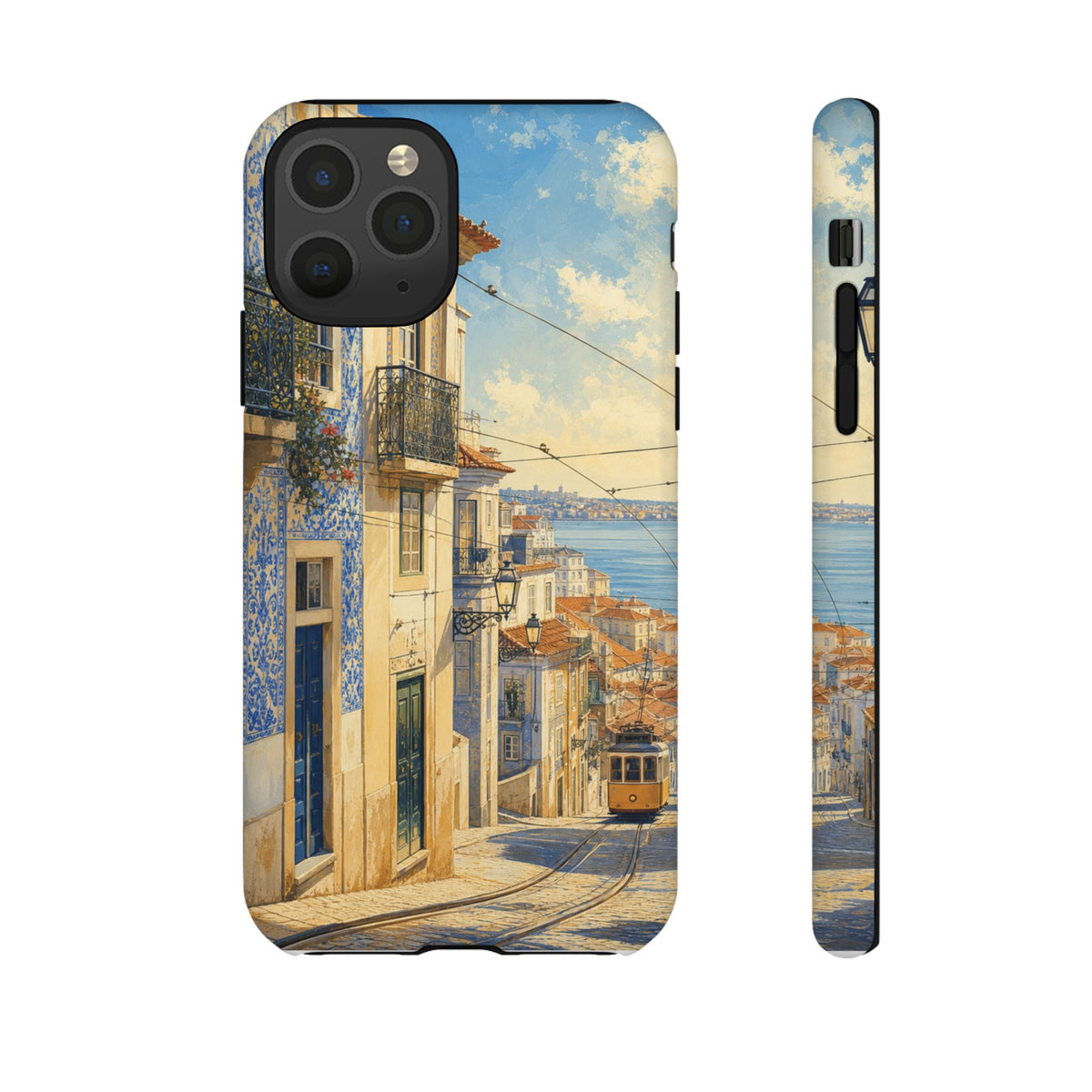 Lisbon Phone Case, Tram Street Travel Art, Tough Protective Case, Matte or Glossy