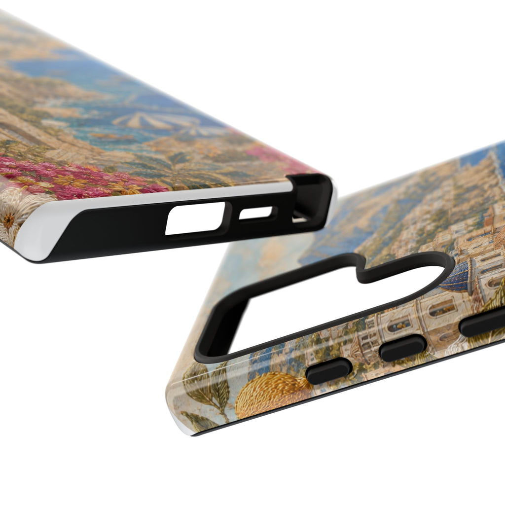 Amalfi Coast Phone Case, Fresco Embroidery-Look Art, Tough Protective Case