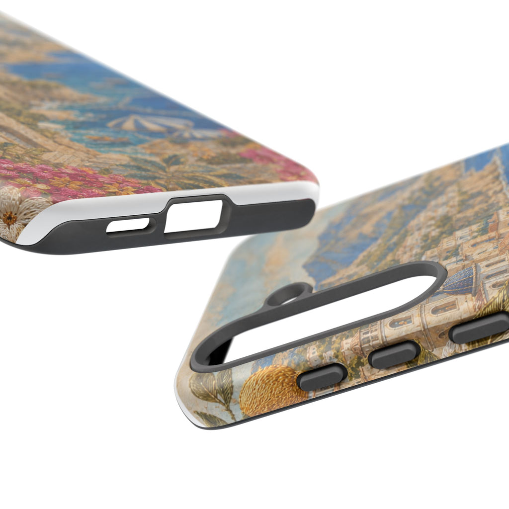 Amalfi Coast Phone Case, Fresco Embroidery-Look Art, Tough Protective Case