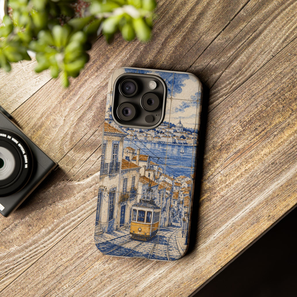 Lisbon Phone Case, Azulejo-Look Travel Art, Tough Protective Case, Matte or Glossy