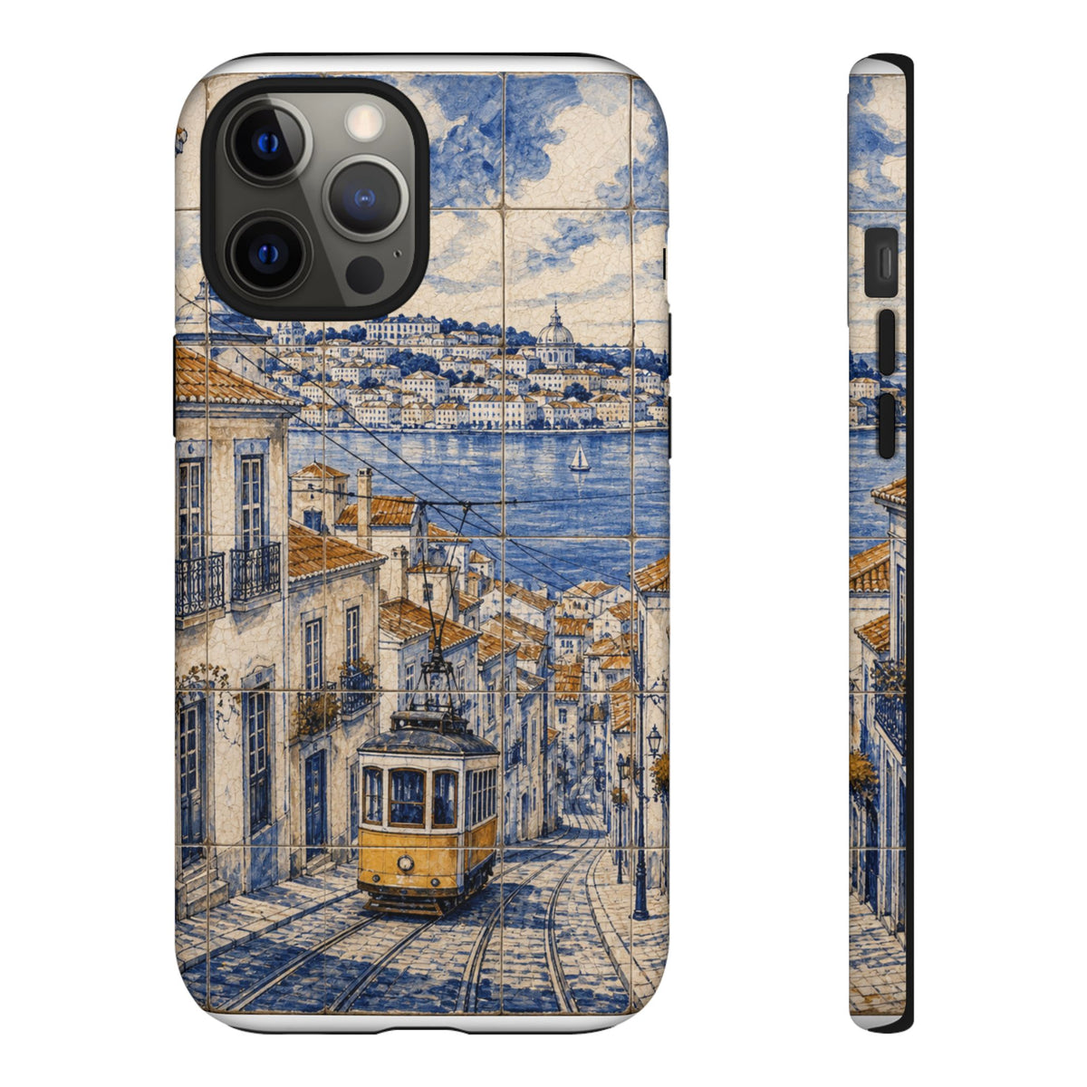 Lisbon Phone Case, Azulejo-Look Travel Art, Tough Protective Case, Matte or Glossy