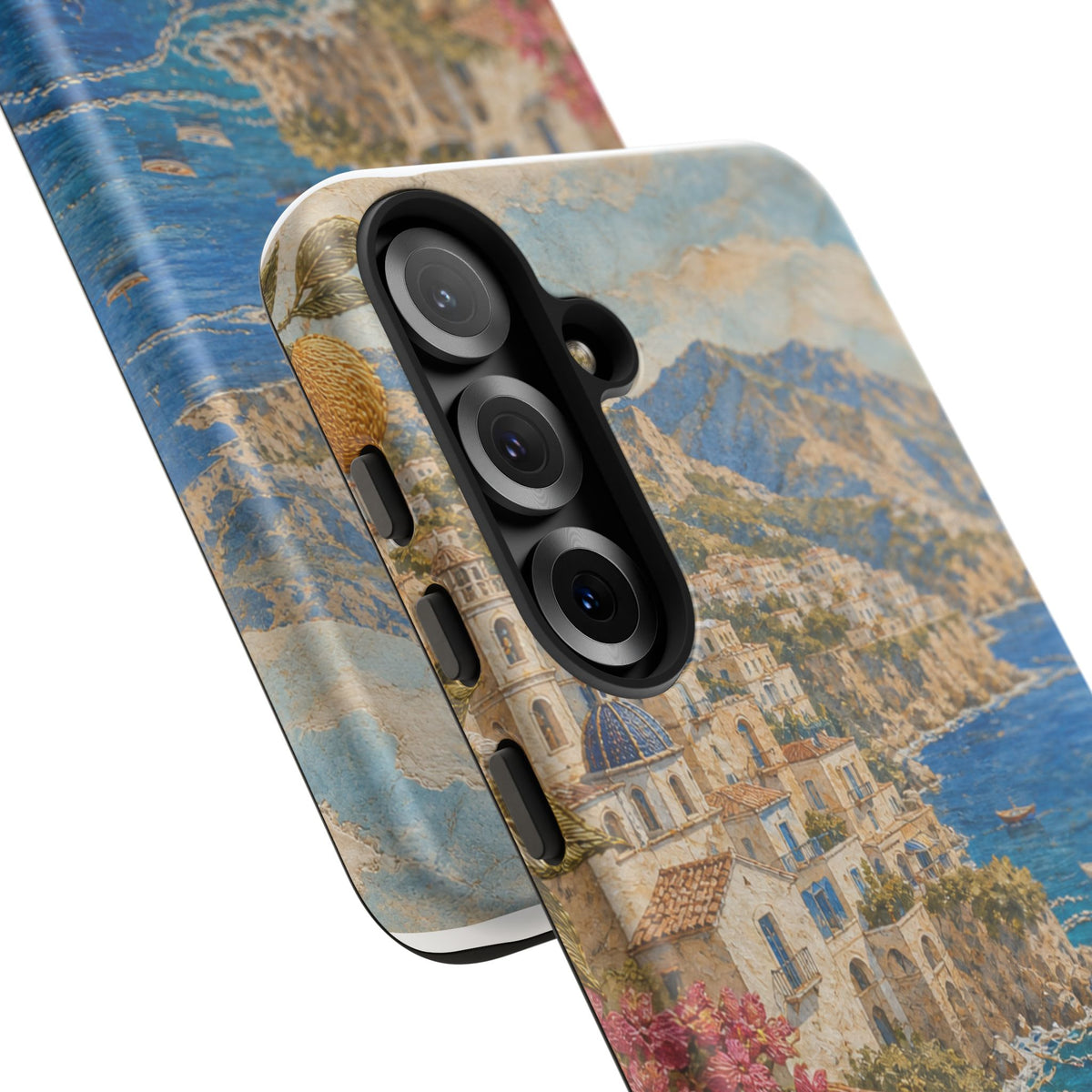 Amalfi Coast Phone Case, Fresco Embroidery-Look Art, Tough Protective Case