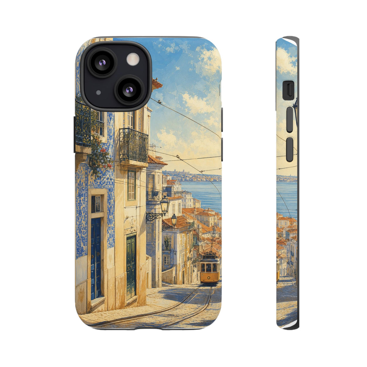 Lisbon Phone Case, Tram Street Travel Art, Tough Protective Case, Matte or Glossy