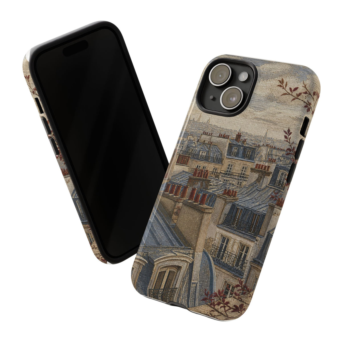 Paris Phone Case, Jacquard-Look Travel Art, Tough Protective Case, Matte or Glossy
