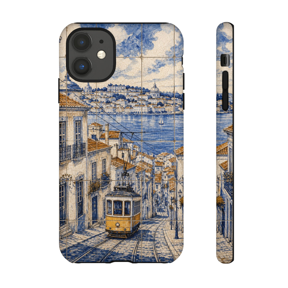 Lisbon Phone Case, Azulejo-Look Travel Art, Tough Protective Case, Matte or Glossy