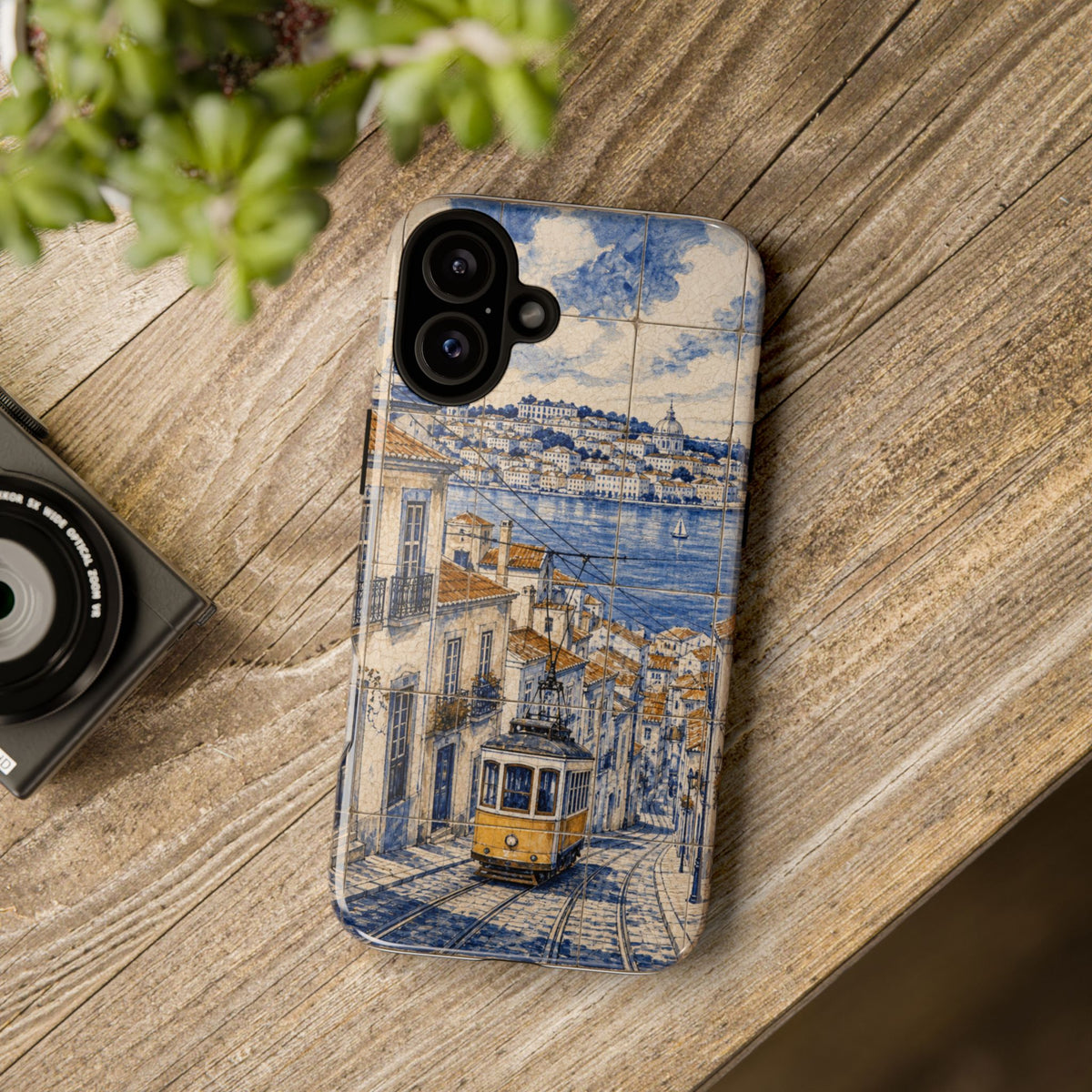 Lisbon Phone Case, Azulejo-Look Travel Art, Tough Protective Case, Matte or Glossy