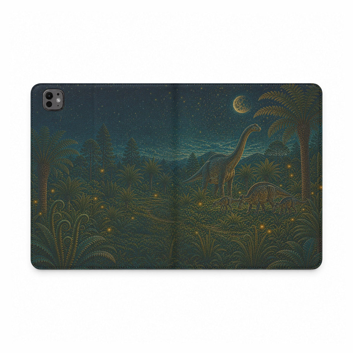 Dinosaur iPad Case, Dinosaur Garden Folio, Vegan Leather Tablet Case with Card Pockets, Dino Gift, Gift for Kids