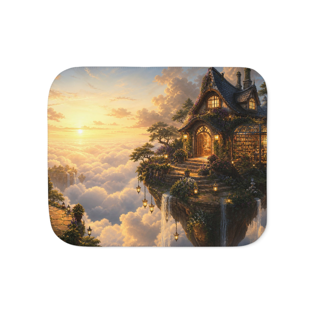 The House Above the Clouds Fantasy Sherpa Blanket