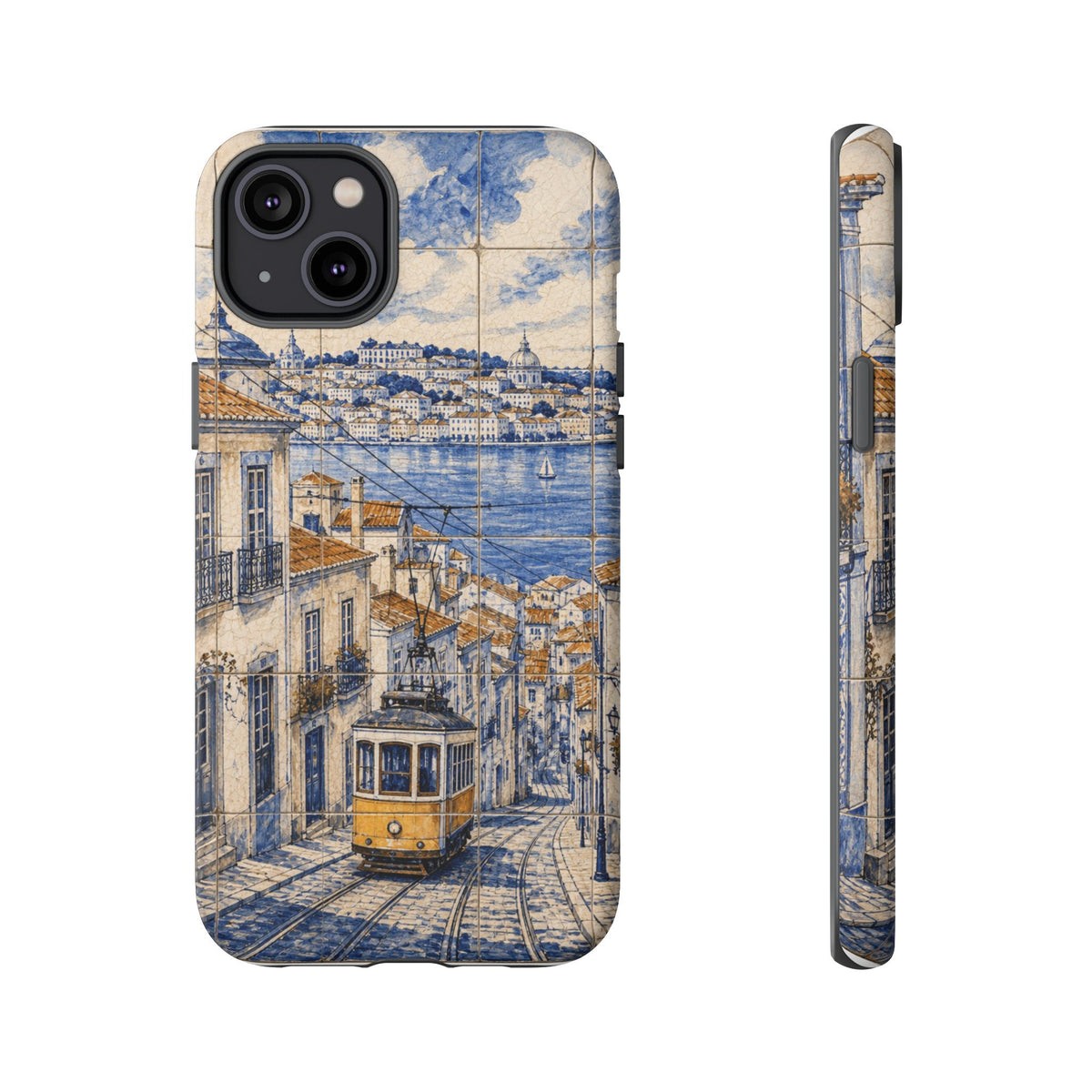 Lisbon Phone Case, Azulejo-Look Travel Art, Tough Protective Case, Matte or Glossy