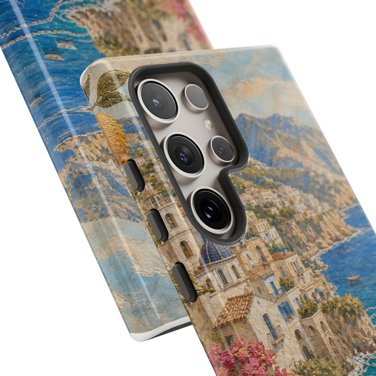 Amalfi Coast Phone Case, Fresco Embroidery-Look Art, Tough Protective Case