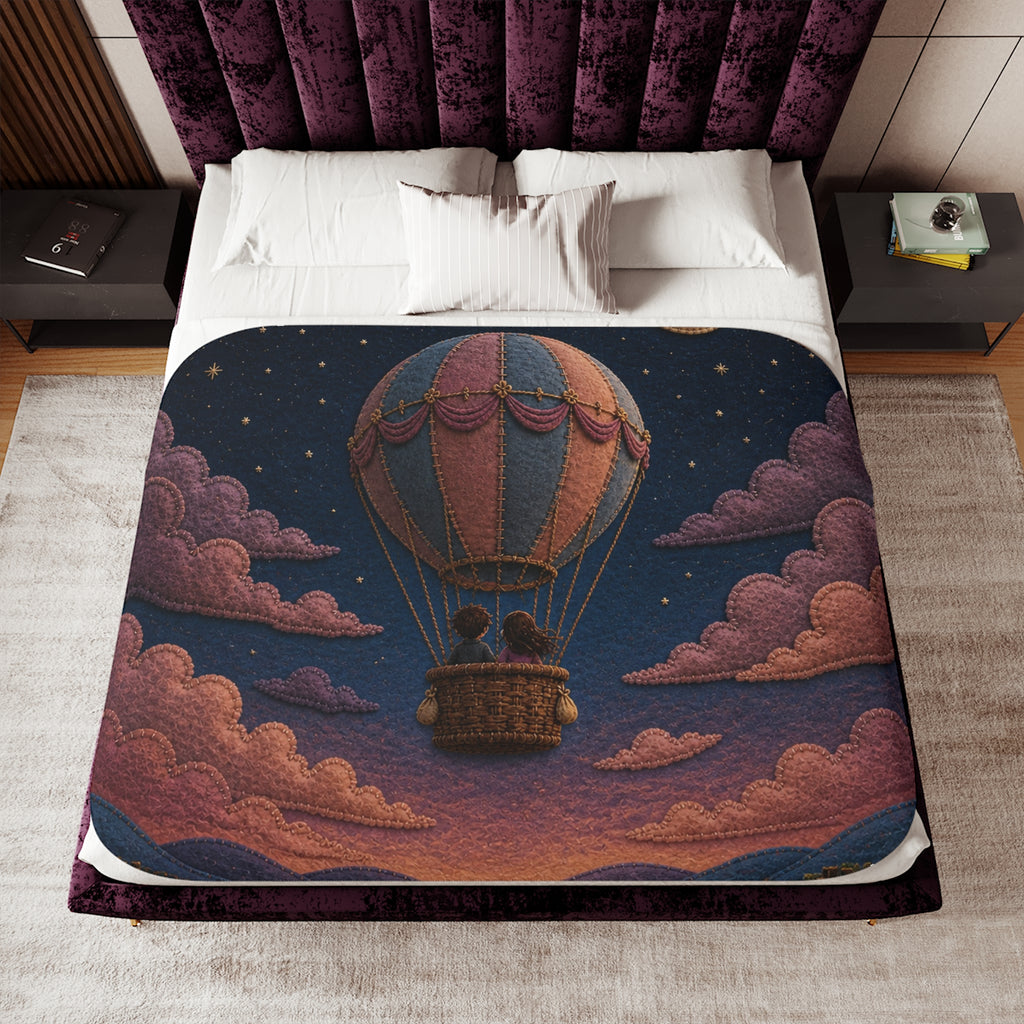 Hot Air Balloon Blanket, Balloon to the Moon Sherpa Throw, Moon Nursery Decor, Kids Toddler Blanket, Baby Shower Gift, Storybook Nursery