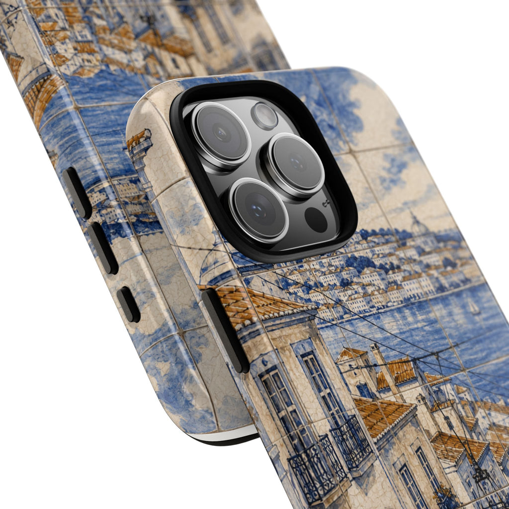 Lisbon Phone Case, Azulejo-Look Travel Art, Tough Protective Case, Matte or Glossy