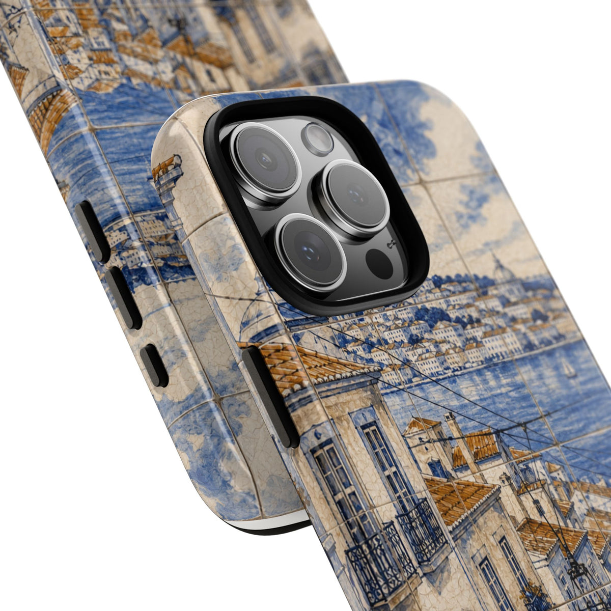 Lisbon Phone Case, Azulejo-Look Travel Art, Tough Protective Case, Matte or Glossy