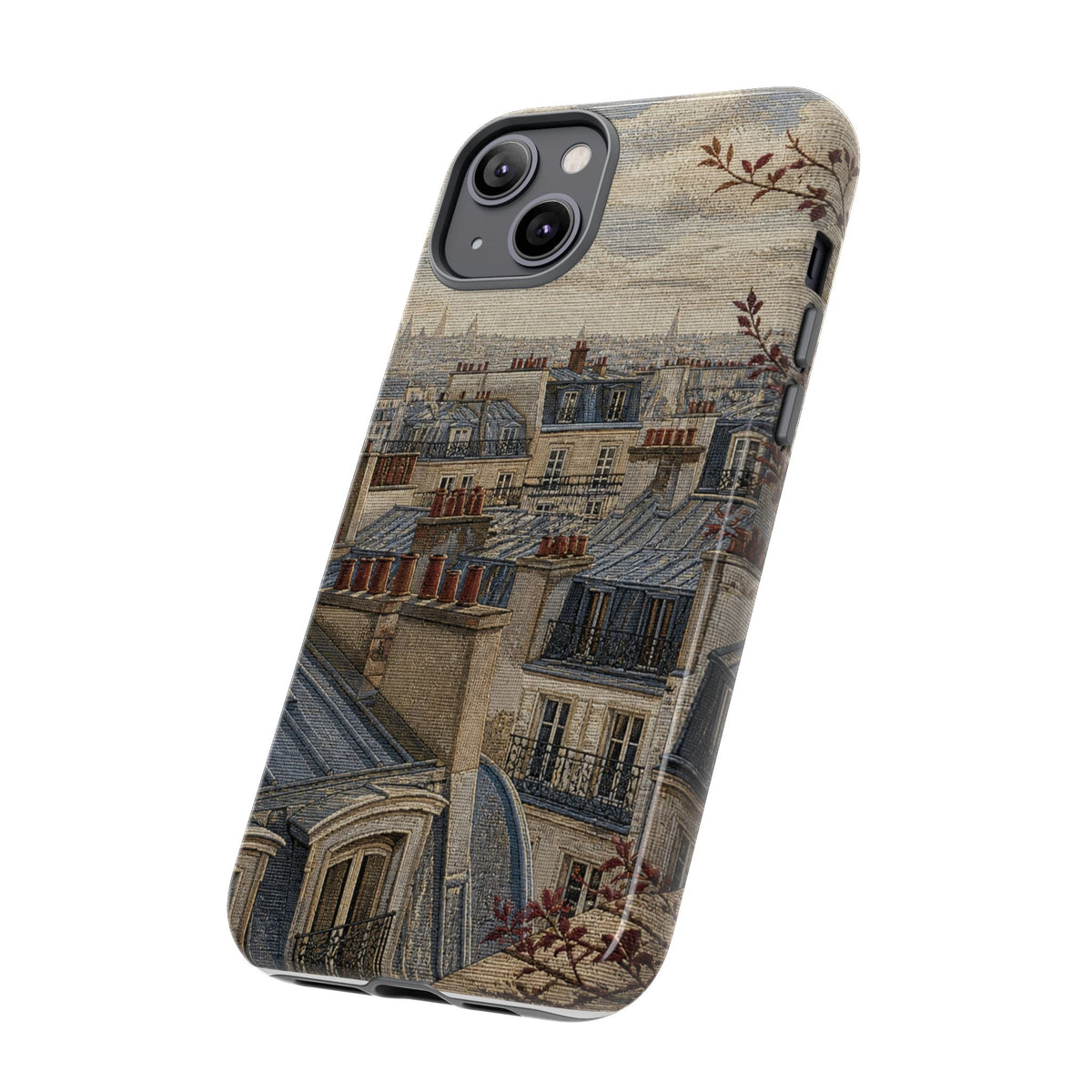 Paris Phone Case, Jacquard-Look Travel Art, Tough Protective Case, Matte or Glossy