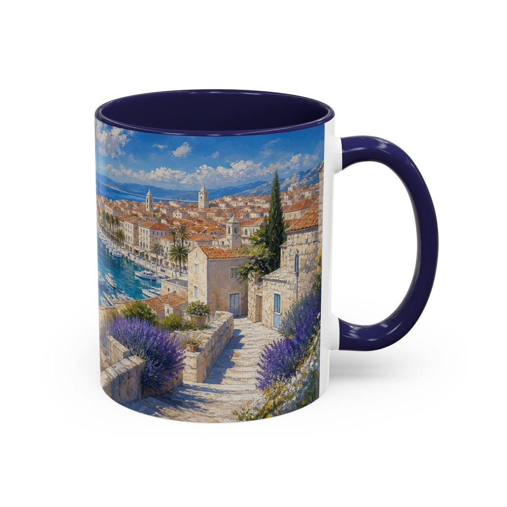 Hvar & Split Accent Coffee Mug, Scenic Travel Art, 11oz 15oz