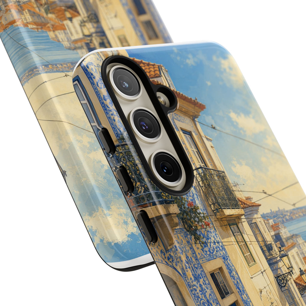Lisbon Phone Case, Tram Street Travel Art, Tough Protective Case, Matte or Glossy