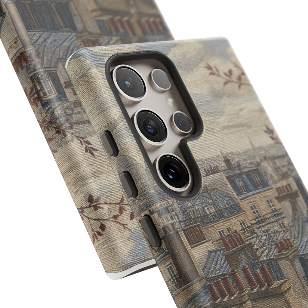 Paris Phone Case, Jacquard-Look Travel Art, Tough Protective Case, Matte or Glossy