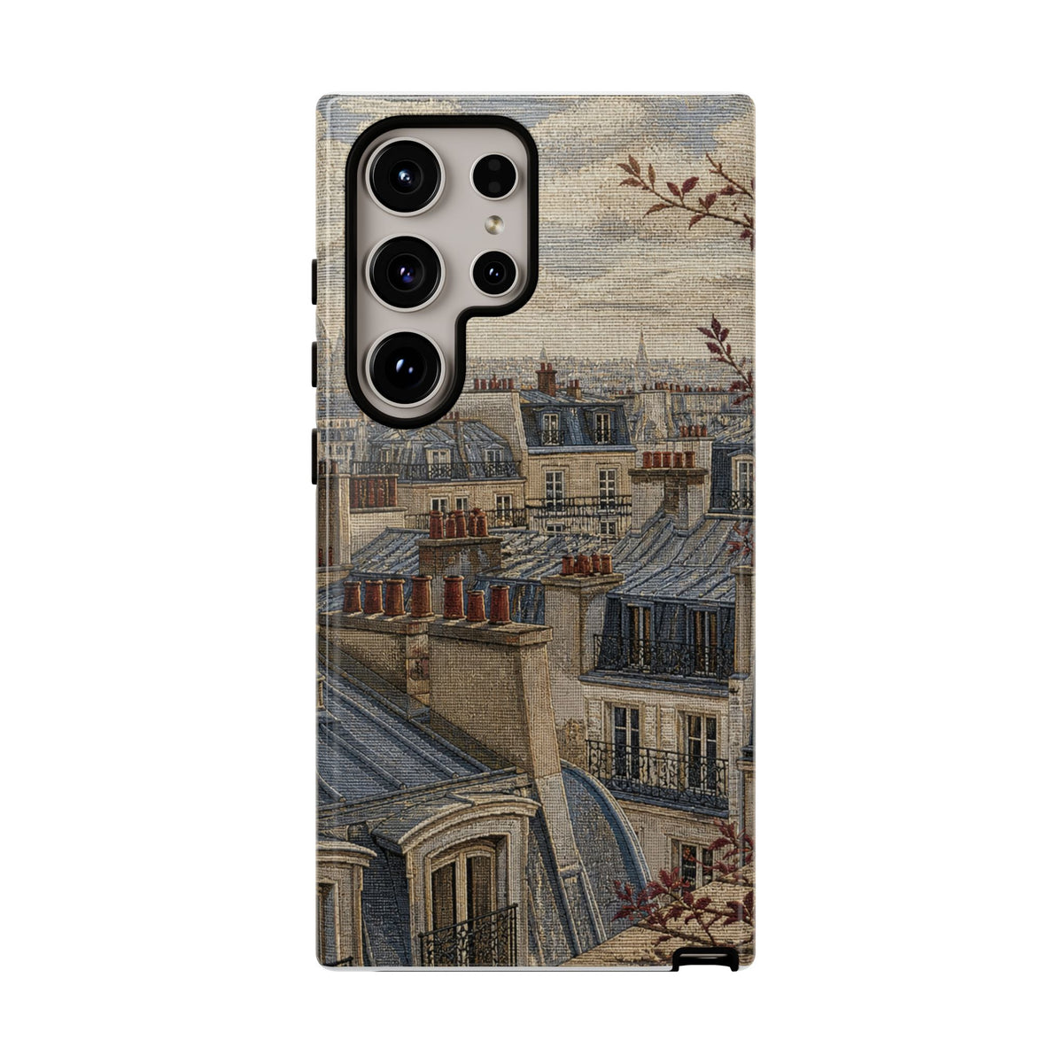 Paris Phone Case, Jacquard-Look Travel Art, Tough Protective Case, Matte or Glossy