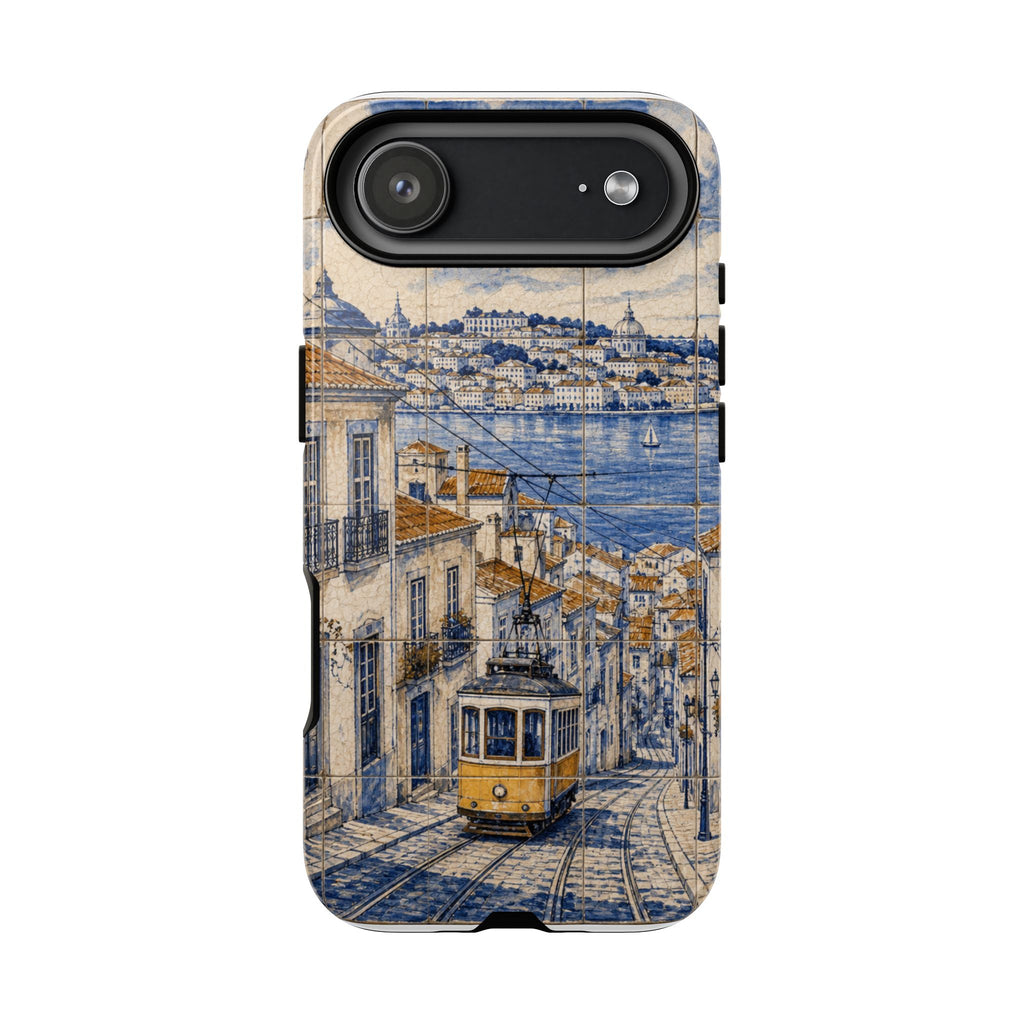 Lisbon Phone Case, Azulejo-Look Travel Art, Tough Protective Case, Matte or Glossy