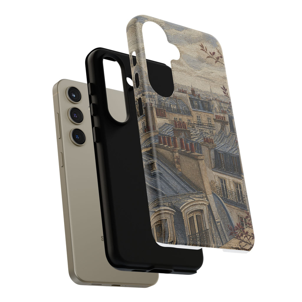 Paris Phone Case, Jacquard-Look Travel Art, Tough Protective Case, Matte or Glossy