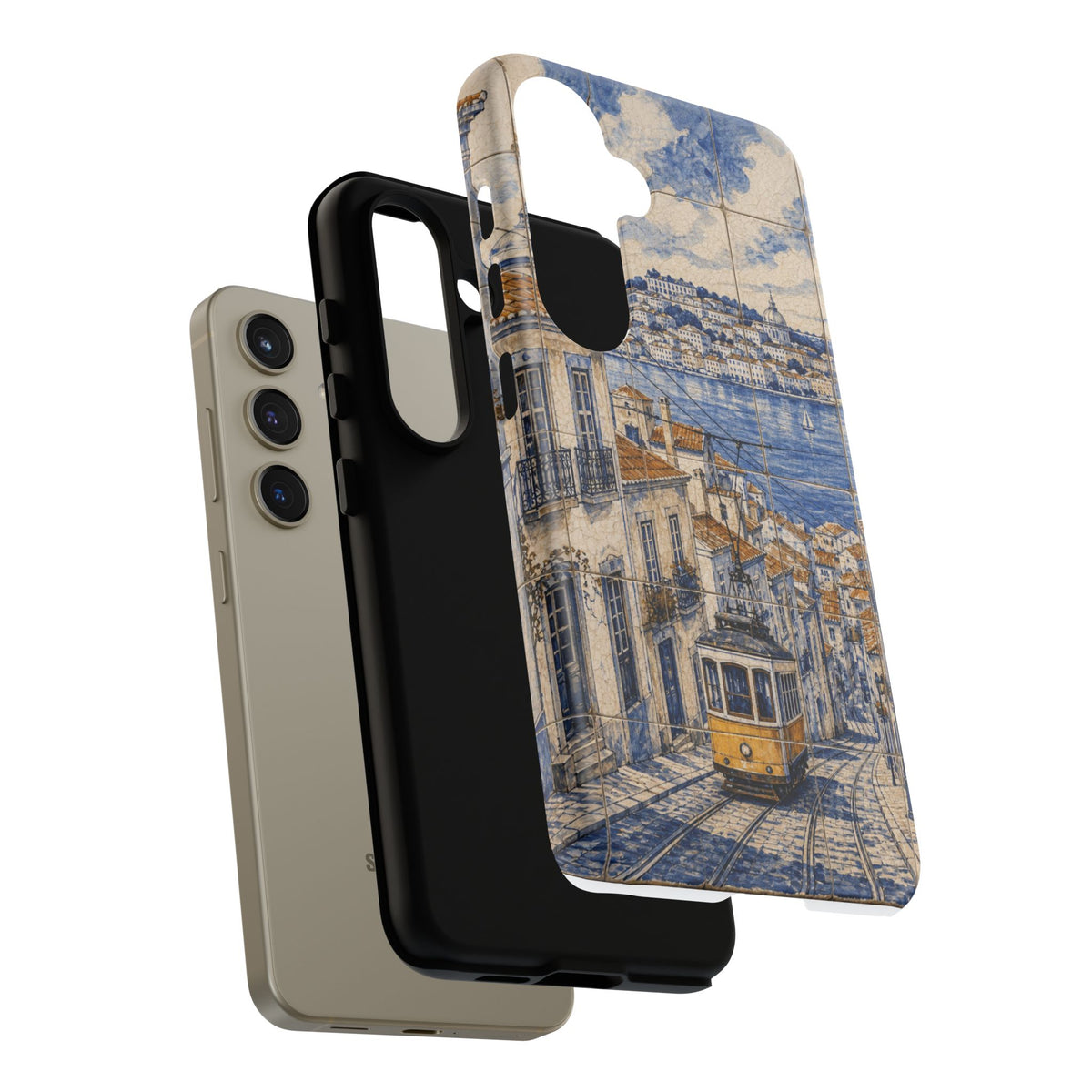 Lisbon Phone Case, Azulejo-Look Travel Art, Tough Protective Case, Matte or Glossy