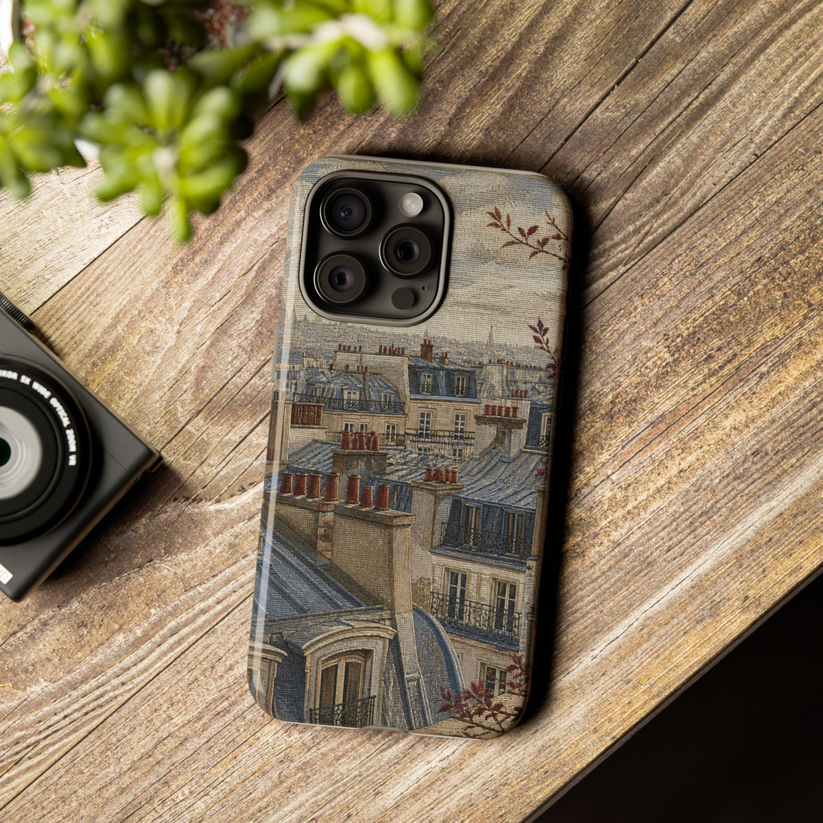 Paris Phone Case, Jacquard-Look Travel Art, Tough Protective Case, Matte or Glossy