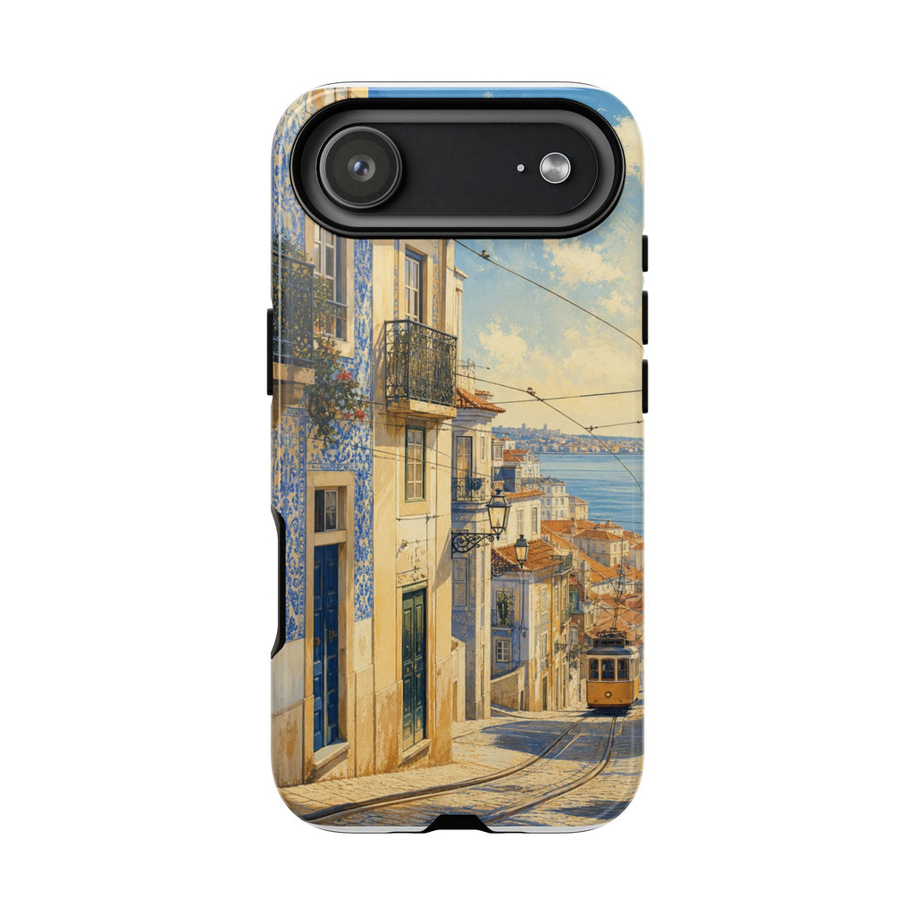 Lisbon Phone Case, Tram Street Travel Art, Tough Protective Case, Matte or Glossy