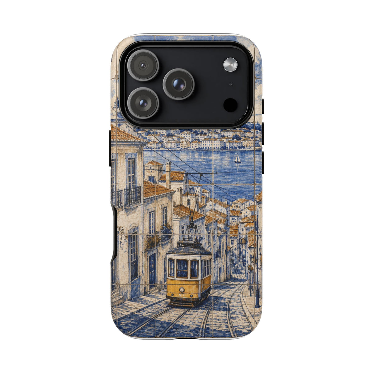 Lisbon Phone Case, Azulejo-Look Travel Art, Tough Protective Case, Matte or Glossy
