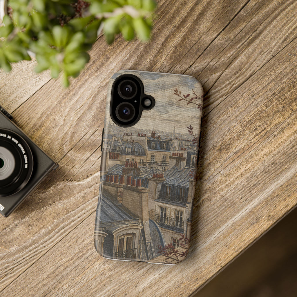 Paris Phone Case, Jacquard-Look Travel Art, Tough Protective Case, Matte or Glossy