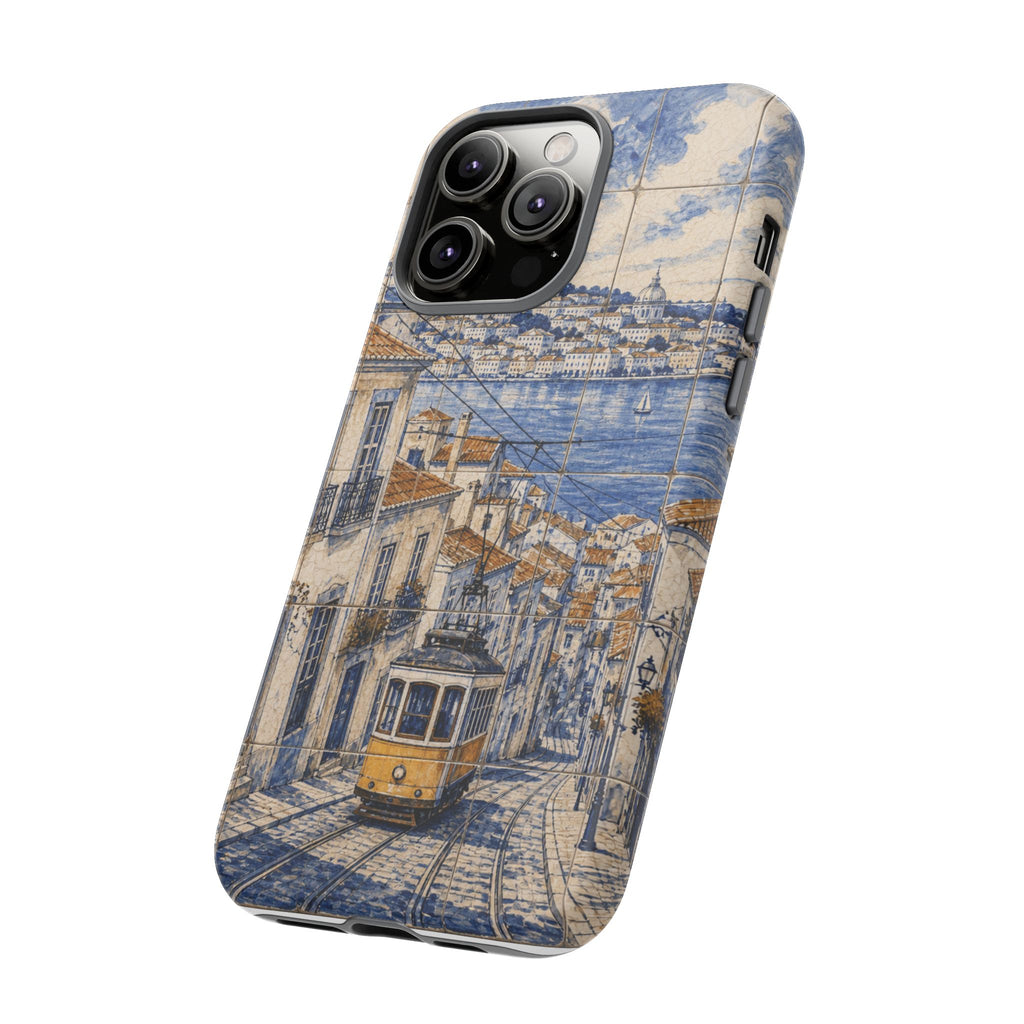 Lisbon Phone Case, Azulejo-Look Travel Art, Tough Protective Case, Matte or Glossy