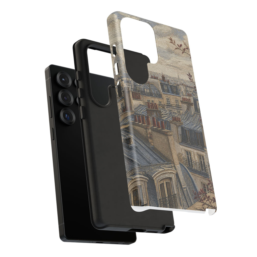 Paris Phone Case, Jacquard-Look Travel Art, Tough Protective Case, Matte or Glossy