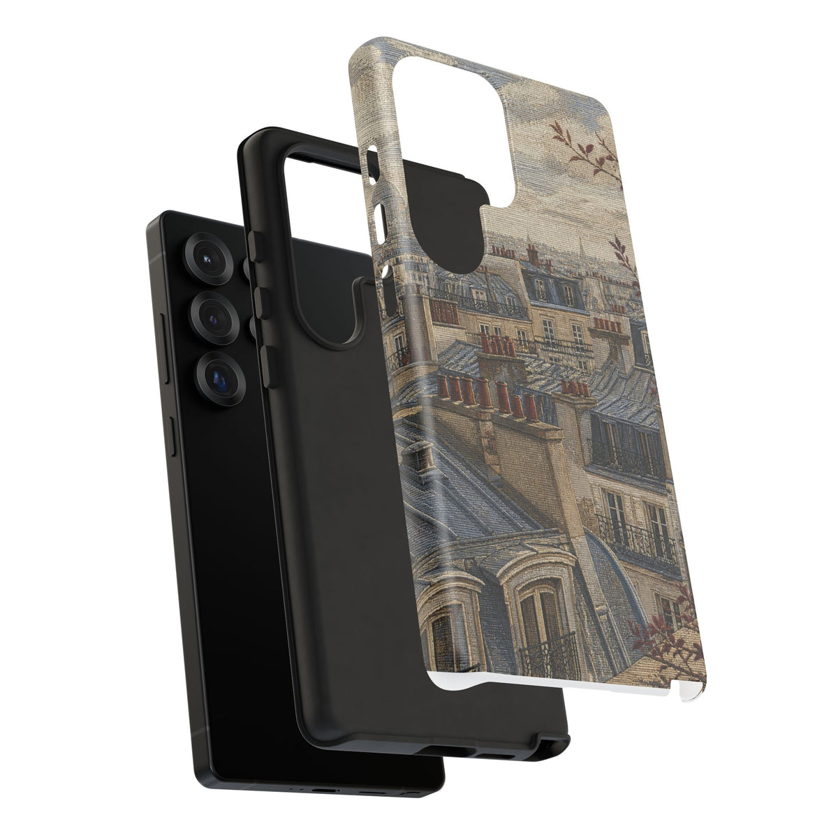 Paris Phone Case, Jacquard-Look Travel Art, Tough Protective Case, Matte or Glossy