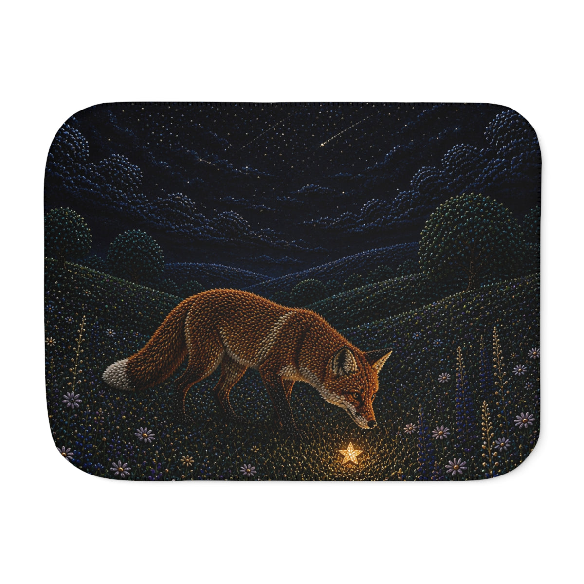Fox Blanket for Kids, Fox and the Falling Stars Sherpa Throw, Woodland Nursery Decor, Cozy Toddler Blanket, Baby Shower Gift