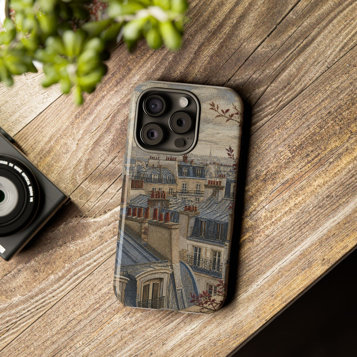 Paris Phone Case, Jacquard-Look Travel Art, Tough Protective Case, Matte or Glossy