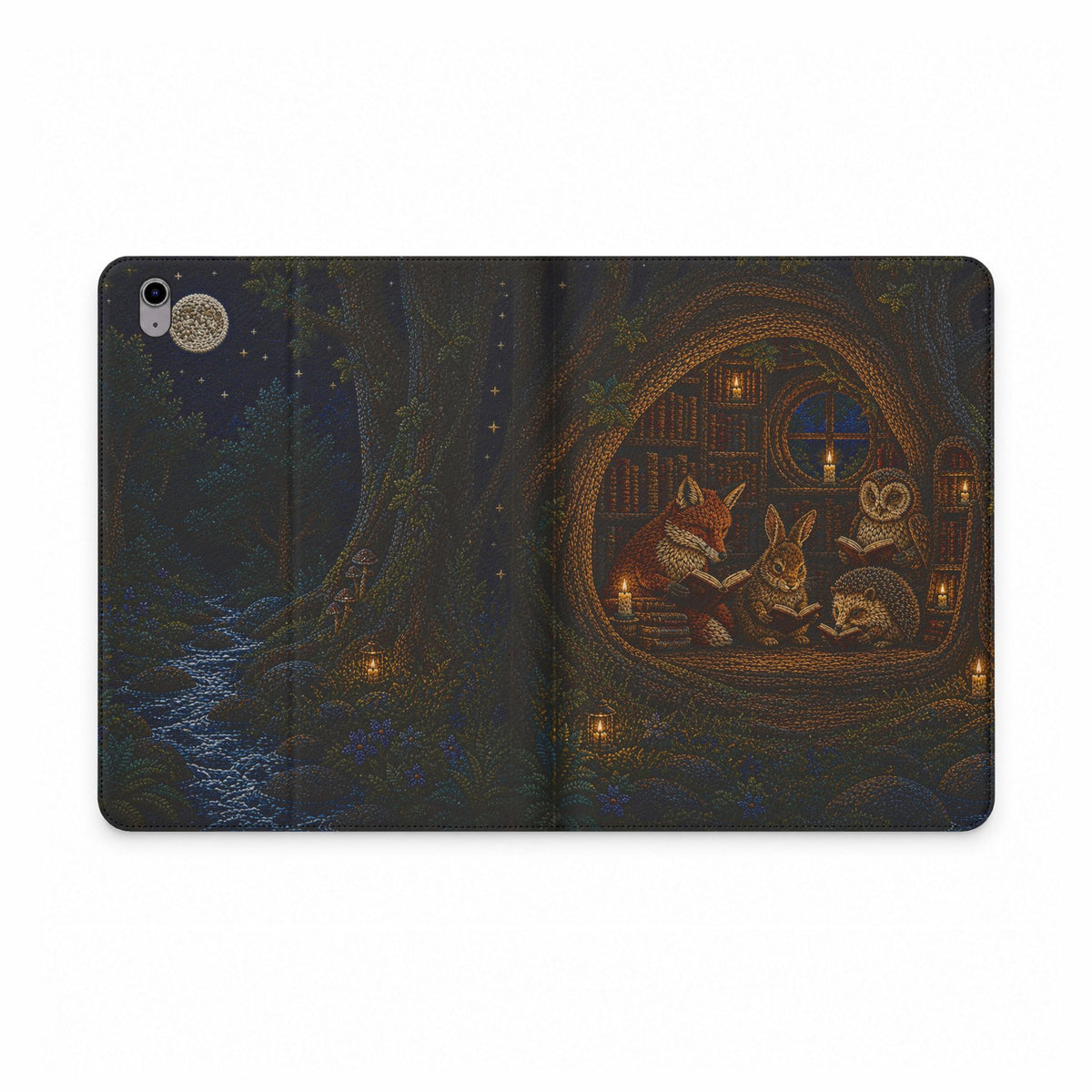 Book Lover iPad Case, Midnight Library Folio, Vegan Leather Tablet Case with Card Pockets, Reading Gift, Teacher Gift