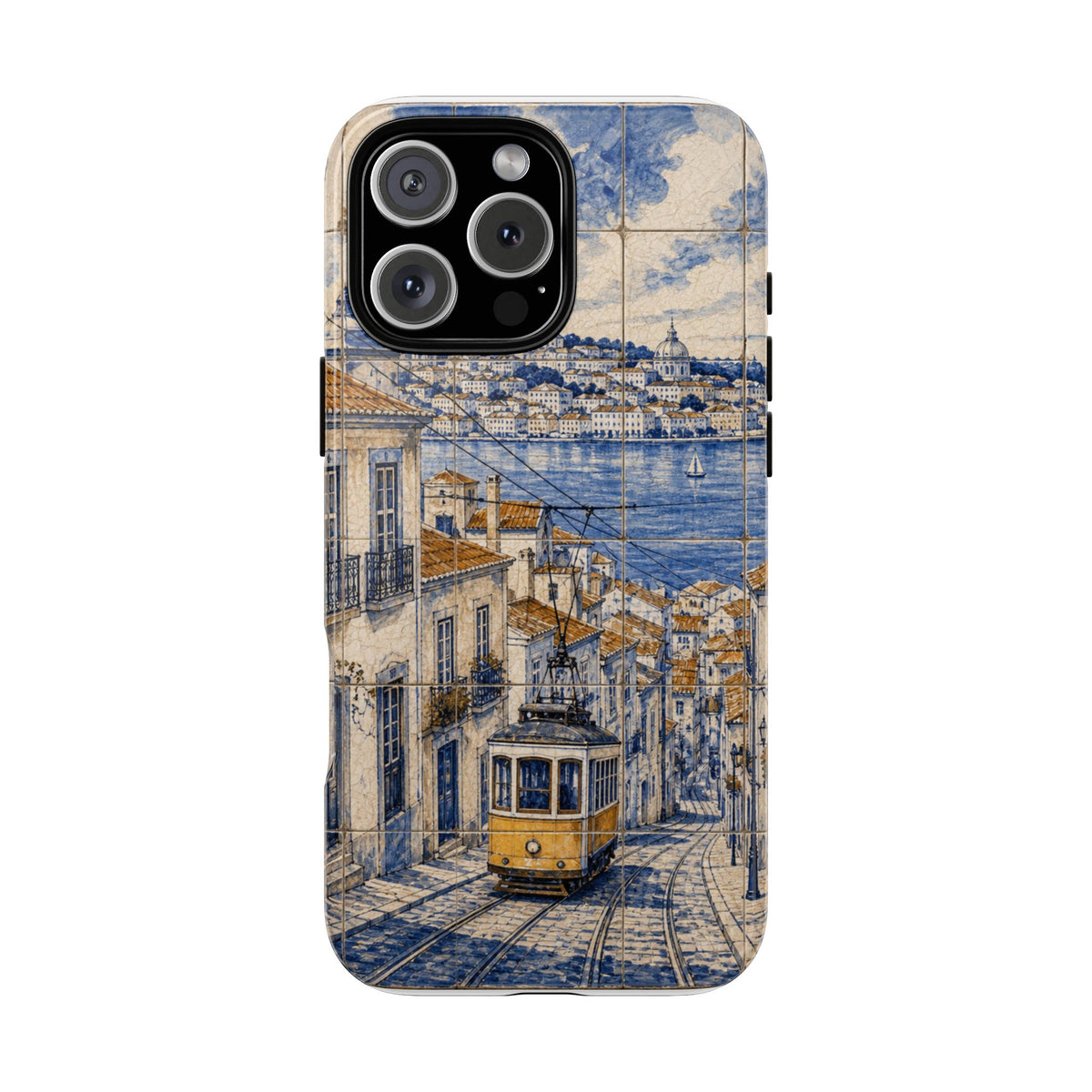 Lisbon Phone Case, Azulejo-Look Travel Art, Tough Protective Case, Matte or Glossy