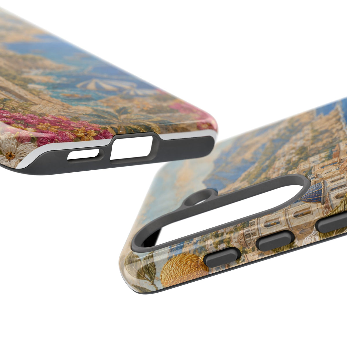 Amalfi Coast Phone Case, Fresco Embroidery-Look Art, Tough Protective Case