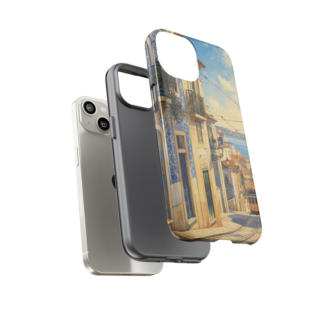 Lisbon Phone Case, Tram Street Travel Art, Tough Protective Case, Matte or Glossy